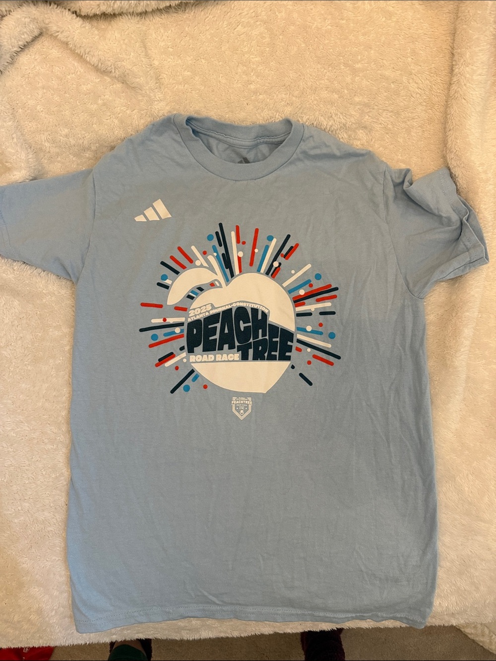 adidas Light Blue PeachTree Road Race Graphic Tee size small